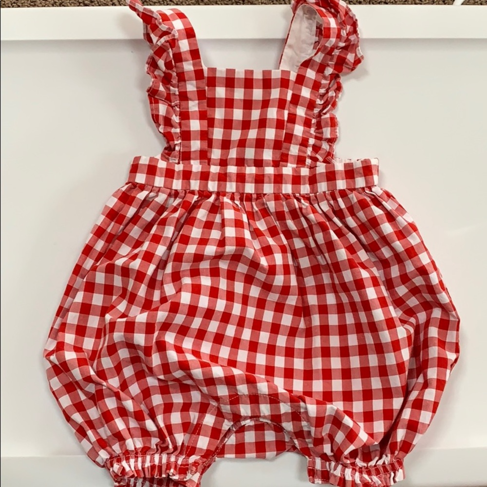 Baby Gap Red & White gingham check bubble 6-12 mo